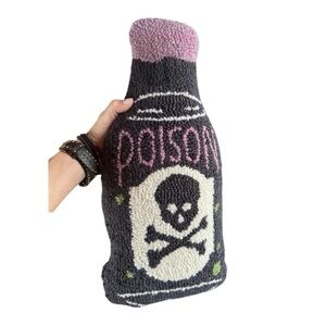 Peking Handicraft Hooked Halloween Decor Poison Bottle Pillow 9x18